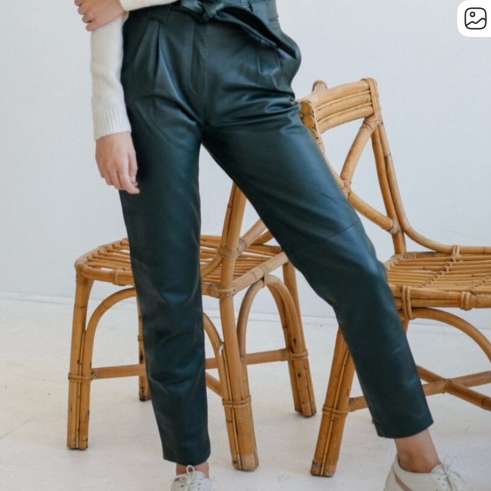 🦚 J. Crew Collection 100% Genuine Leather Hunter Green Pant